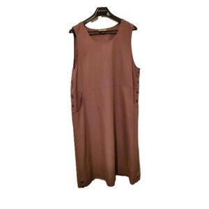 Appleseeds Tan Midi Dress Trad Wife Farmcore Size XL Buttons Pockets Lagenlook